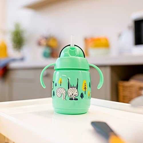 TOMMEE TIPPEE 300 ml 7+ mėn. mokomasis puodelis su šiaudeliu, žalias