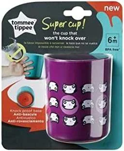Tommee Tippee TT 44720111 SUPER CUP 190 ml 6+ violetinė SPECIALUS PASIŪLYMAS 1 + 1 puodelis 300 ml nemokamai
