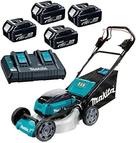 Makita Akumuliatorinė savaeigė vejapjovė DLM462PT4, 2x18V, 460mm, 4x5,0Ah, greičio reguliavimas
