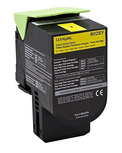 Lexmark 80C2SY0 | 802SYE Geltona standartinė našumo korporacinė kasetė (2k) | Kasetė | Geltona