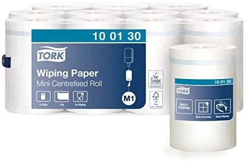 Popieriniai rankšluosčiai Tork Wiper Mini Centerfeed Advanced M1 (100130), 1 sluoksnis, baltos spalvos, 120 m