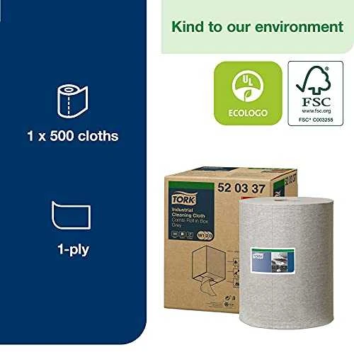 Staples Kabės TORK pramoninė valymo šluostė, mažas rulonas 520, pilka (32 cm x 148 m)