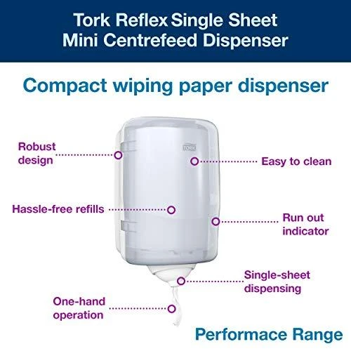 Popierinių rankšluosčių dozatorius TORK Reflex Mini M3, 191 x 180 x 321 mm, balta sp. (473177)