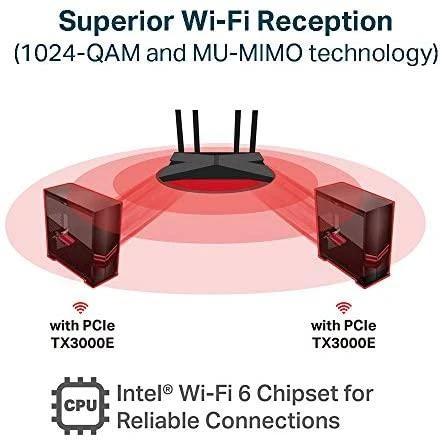 TP-LINK Archer TX3000E WLAN / Bluetooth 2402 Mbit/ai Vidinis