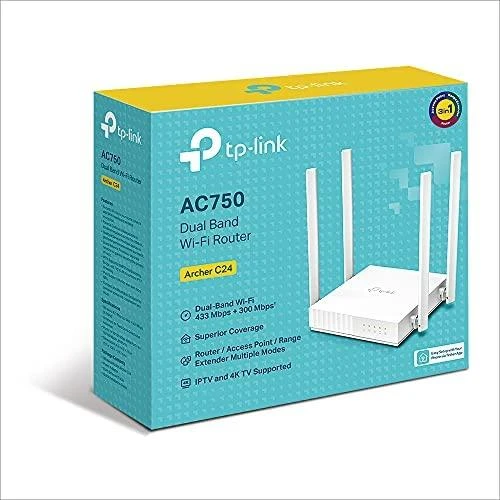 Maršrutizatorius TP-LINK | Dviejų juostų propeleris | Lankininkas C24 | 802.11ac | 300+433 Mbit/s | 10/100 Mbit/s | Ethernet LAN (RJ-45) jungle 4 | Tinklelio atramos Nr. | MU-MiMO Taip | Nėra mobiliojo plačiajuosčio ryšio | Antenos tipas 4xFiksuota