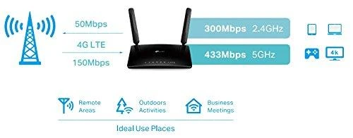 Maršrutizatorius TP-Link, 4G, 4xRJ45, juodas / ARCHERMR200