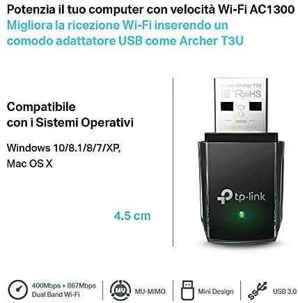 TP-LINK AC1300 WiFi USB adapteris