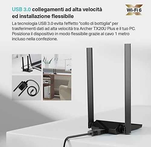 WRL ADAPTER 1800MBPS USB/ARCHER TX20U PLUS TP-LINK