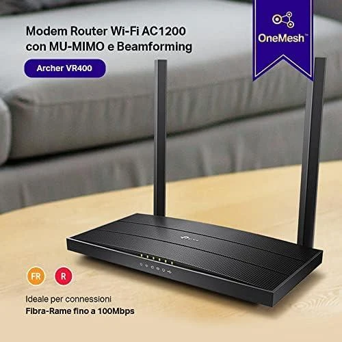 Belaidis Maršrutizatorius - TP-Link Archer AC1200 MU-MIMO VDSL/ADSL 4 LAN Prievadai Juodas