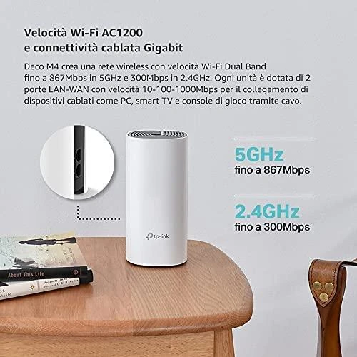 Maršrutizatorius TP-LINK AC1200 viso namo tinklelio „Wi-Fi“ sistema „Qualcomm“ procesorius 867 Mbps, 5 GHz + 300 Mbps, 2,4 GHz 2 Gigabit prievadai 2 vidinės antenos