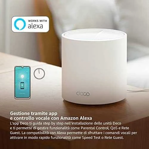 Maršrutizatorius TP-LINK | Visų namų tinklelio „Wi-Fi 6“ sistema | „Deco X50“ (2 vnt. pakuotė) | 802.11ax | 574+2402 Mb/s | Ethernet LAN (RJ-45) jungtys 3 | Tinklo palaikymas: Taip | MU-MiMO: Taip | Ne, mobilusis plačiajuostis ryšys: | Antenos tipas: Vidinė