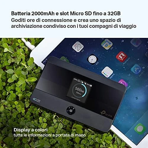 Modemas TP-LINK mobilusis 4G LTE WLAN Maršrutizatorius su integr.4G modemu, SIM kortelės lizdas, 1,4 colio TFT Ekranas, 2550 mAH Akku, Micro SD kortelės lizdas
