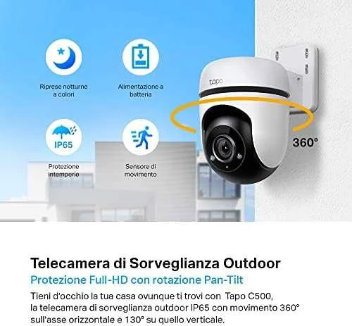 TP-LINK | Pakreipiama/sukama dirbtinio intelekto namų apsaugos „Wi-Fi“ kamera | Tapo C500 | Kupolinė | 2 MP | H.264 | „Micro SD“ kortelė, iki 512 GB