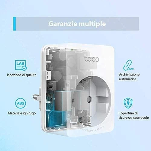 TP-LINK Tapo P100 (1 vnt. pakuotė) mini išmanusis „Wi-Fi“ lizdas, palaikomas „Alexa“ ir „Google Assistant“, 10A