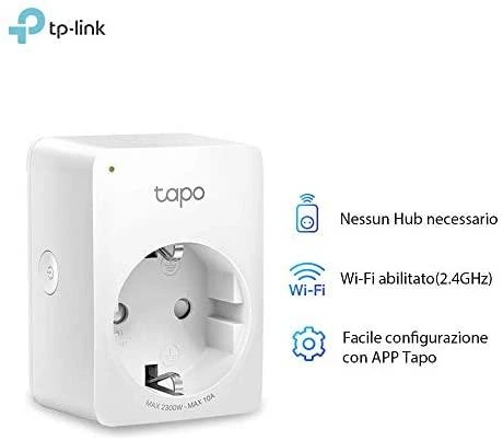 TP-LINK Tapo P100 (1 vnt. pakuotė) mini išmanusis „Wi-Fi“ lizdas, palaikomas „Alexa“ ir „Google Assistant“, 10A
