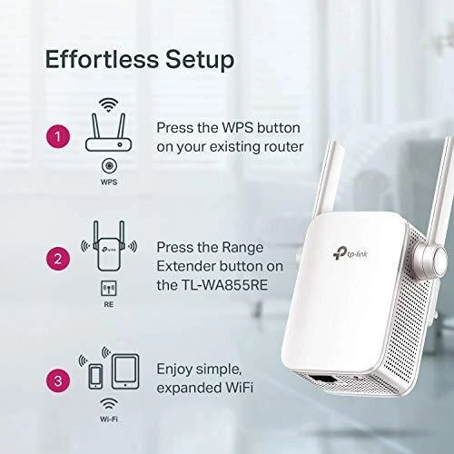 TP-LINK | Prailginti | TL-WA855RE | 802.11n | 2,4 GHz | 300 Mbit/s | 10/100 Mbit/s | Ethernet LAN (RJ-45) jungle 1 | MU-MiMO Nr. | nėra PoE | Antenos tipas 2x išorinė