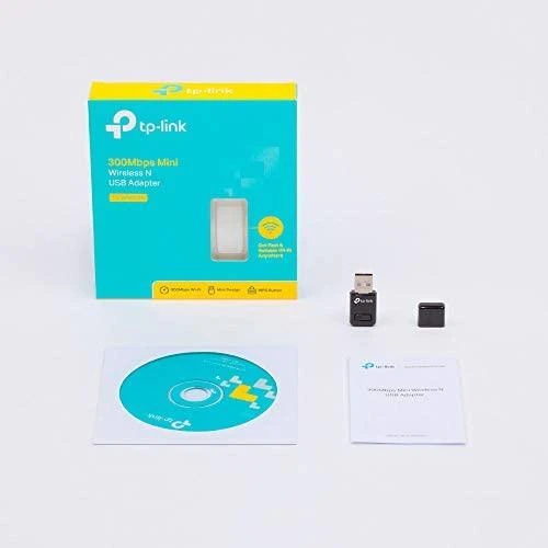 TP-LINK N300 WLAN Mini-USB adapteris, 2,4 GHz, 802.11b/g/n, QSS mygtukas, Autorun įrankis, palaiko Windows XP/Vista/7/8 ir MacOS