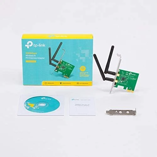 TP-LINK 300MBit/s WLAN-N PCI Express adapteris Atheros-Chipsatz 2T2R 2,4GHz 802.11b/g/n 2 nuimamos antenos