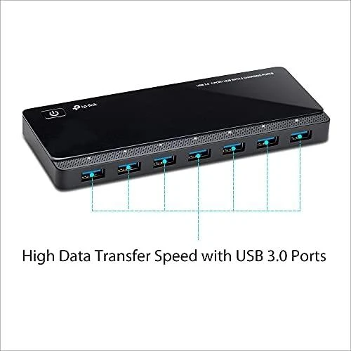 TP-LINK 7 jungtys USB 3.0 Hub su 2 maitinimo įkrovikliais jungtys 2.4A Max Desktop ir 12V/4A maitinimo adapteris