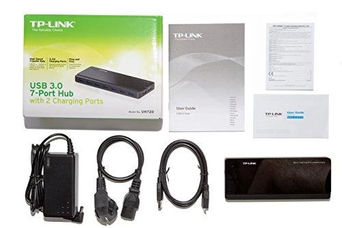 TP-LINK 7 jungtys USB 3.0 Hub su 2 maitinimo įkrovikliais jungtys 2.4A Max Desktop ir 12V/4A maitinimo adapteris