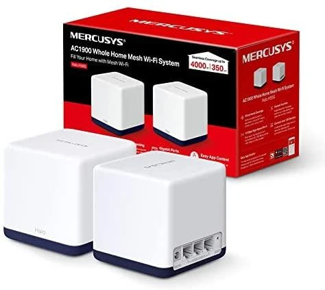 Maršrutizatorius TP-Link „Mercusys“ | AC1900 viso namo tinklinio „Wi-Fi“ sistema | „Halo H50G“ (2 vnt.) | 802.11ac | 600+1300 Mbps | Ethernet LAN (RJ-45) jungtys 3 | Tinklo palaikymas: Taip | MU-MiMO: Taip | Mobilusis plačiajuostis ryšys: Be