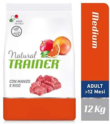 Natural Trainer Adult Medium sausas maistas su jautiena šunims 12kg