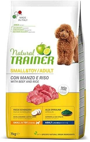 Trainer Natural Adult Mini sausas maistas su jautiena ir ryžiais šunims 7kg
