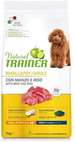 Trainer Natural Adult Mini sausas maistas su jautiena ir ryžiais šunims 7kg