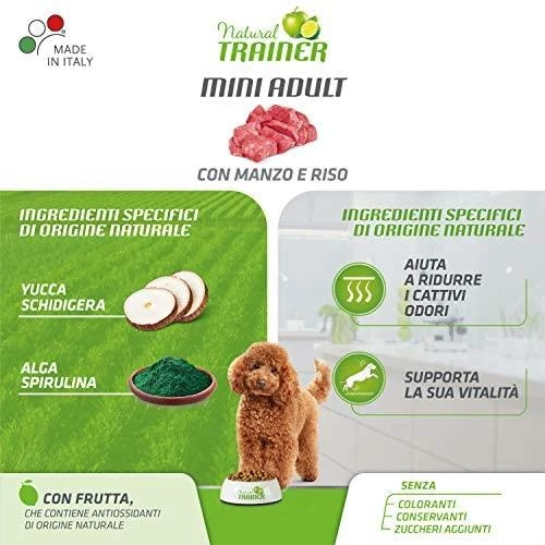 Trainer Natural Adult Mini sausas maistas su jautiena ir ryžiais šunims 7kg
