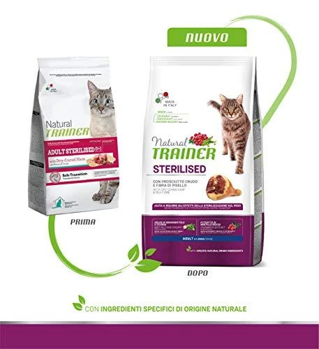 Natural Trainer Cat adult Sterilised HAM su vytintu kumpiu 10kg