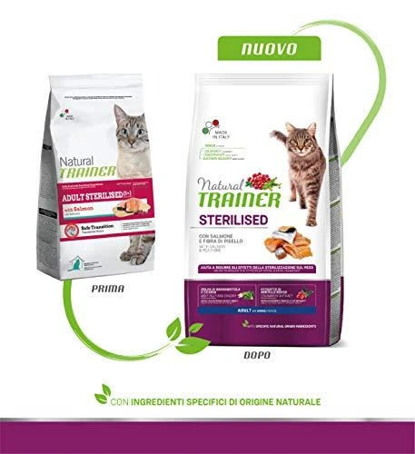 Natural Trainer Cat adult Sterilised lašiša su lašiša 10kg