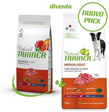 Natural Trainer Adult Medium sausas maistas su jautiena šunims 12kg
