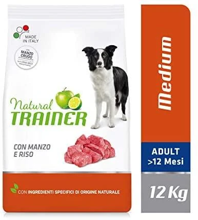Natural Trainer Adult Medium sausas maistas su jautiena šunims 12kg