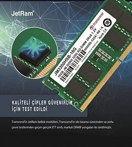 RAM TRANSCEND 16GB JM DDR4 3200MHz SO-DIMM 2Rx8 1Gx8 CL22 1.2V