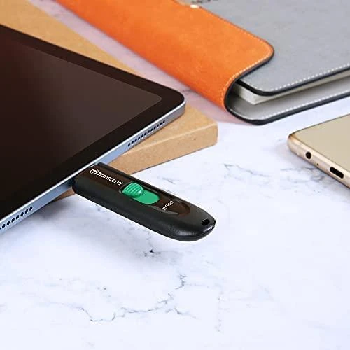 TRANSCEND 128GB USB3.2 USB-C atmintinė be dangtelio, juoda