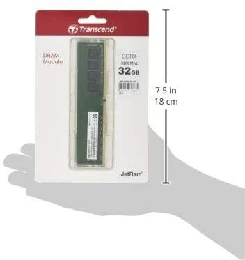 TRANSCEND JetRam 32GB DDR4 3200Mhz U-DIMM 2Rx8 2Gx8 CL22 1.2V
