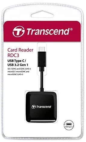 TRANSCEND RDC3 kortelių skaitytuvas SD/Micro SD USB-C 3.2 gen1 Juodas