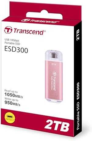TRANSCEND ESD300P 2TB Išorinis kietasis diskas SSD USB 10Gbps Type C Rožinė