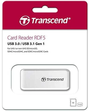 TRANSCEND USB3.0 SD/Micro SD kortelių skaitytuvas baltas