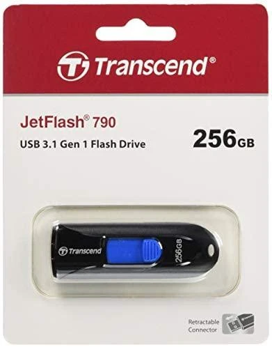 TRANSCEND 256GB USB 3.0 USB atmintinė be dangtelio Juoda