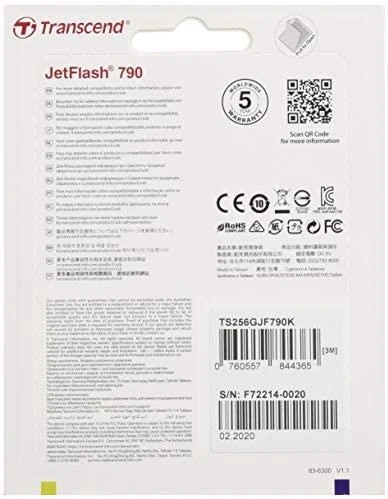 TRANSCEND 256GB USB 3.0 USB atmintinė be dangtelio Juoda