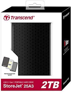 Kietasis diskas TRANSCEND StoreJet 25A3 HDD USB 3.0 2TB išorinis Juodas