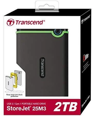 TRANSCEND StoreJet 25M3 2TB išorinis kietasis diskas, atsparus smūgiams