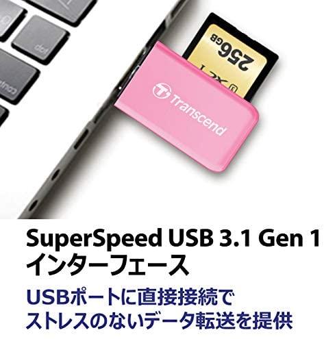 TRANSCEND kortelių skaitytuvas USB 3.1 Gen 1 SD/Micro SD, rožinis