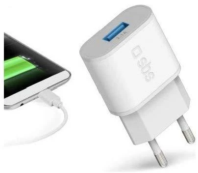 SBS TETR1USB2AWFAST 10W USB-A laidinis įkroviklis – baltos spalvos