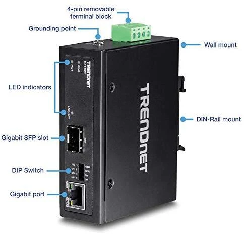 Carruzzo Trendnet TI-F11SFP tinklo medijos keitiklis 1000 Mbit/ai Juoda
