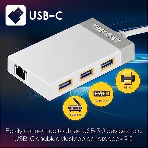 HUB USB TRENDnet 1x RJ-45 + 3x USB-A 3.0 (TUC-ETGH3)
