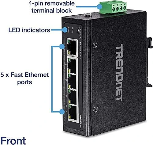Šakotuvas Trendnet 5-PORT IND.FAST ETH SWITCH - DIN-RAIL