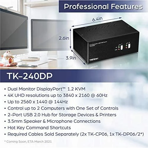 Carruzzo Trendnet TK-240DP KVM jungiklis Juoda