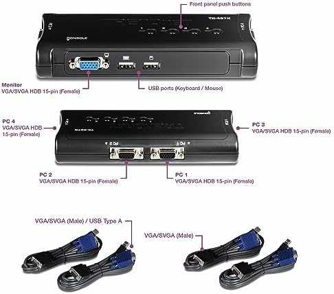 TRENDNET 4 prievadų USB KVM jungiklio rinkinys